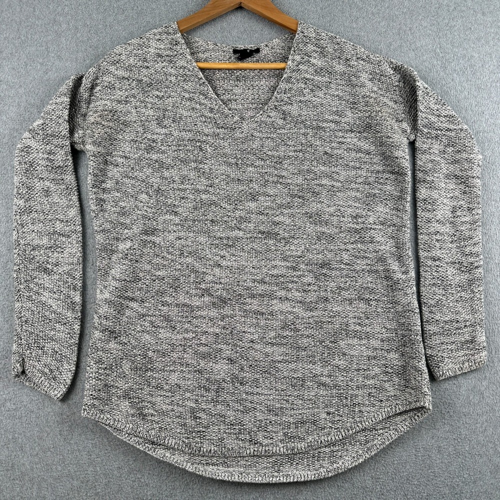 H&M Sweater Womens S Gray Marl V-Neck Pullover Knit Long Sleeve Marled Casual